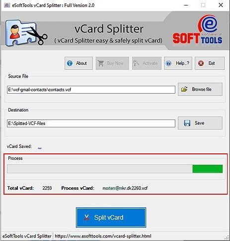 eSoftTools vCard Splitter 2 Download