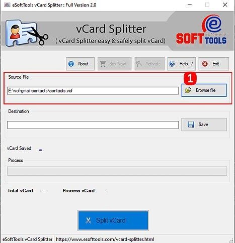 eSoftTools vCard Splitter 2 Free Download