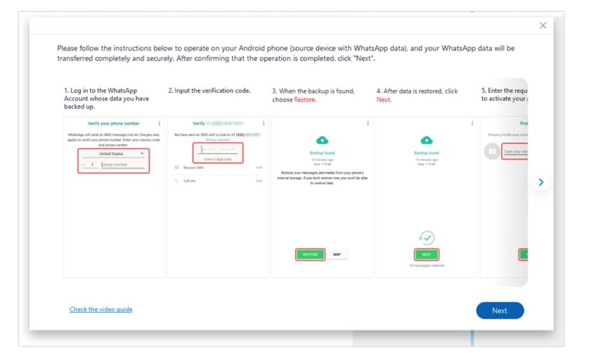 log in whatsapp and restore chats 