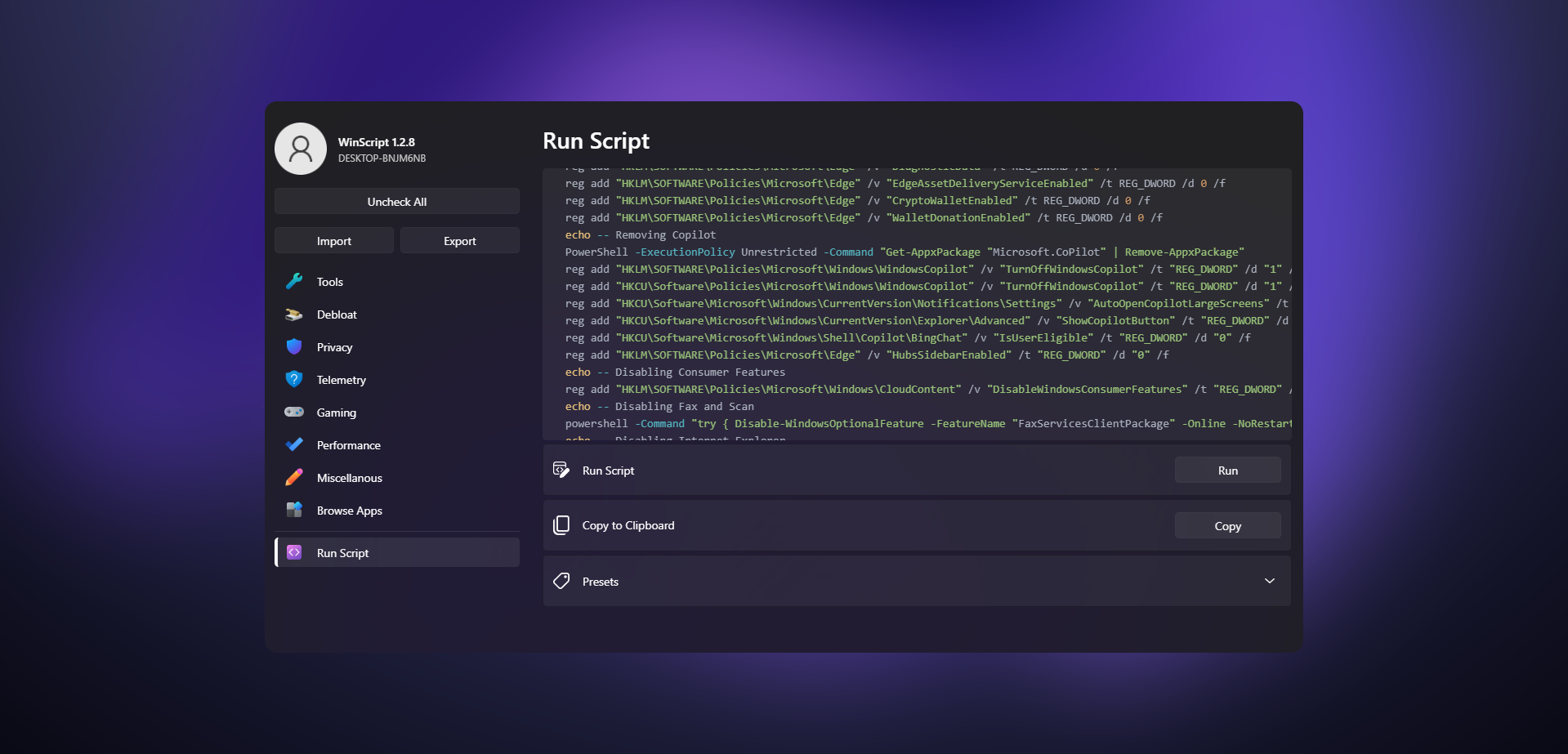 WinScript 1.4.0 free download