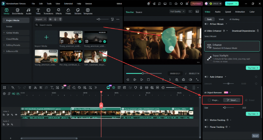 remove object from video with filmora